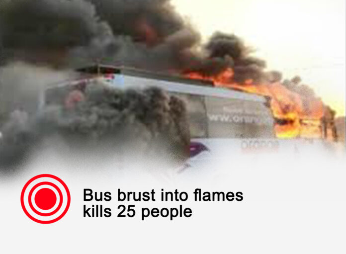 bus got flames in india